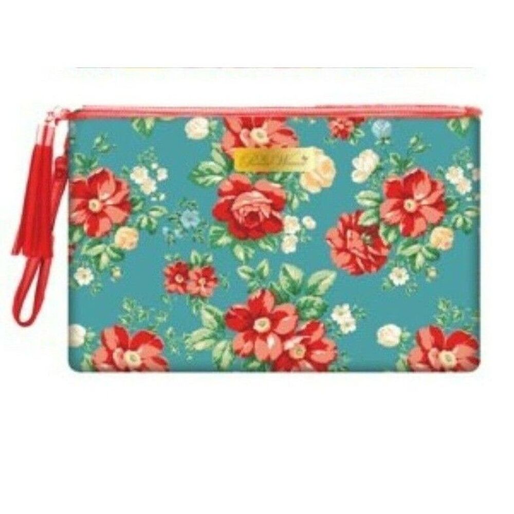 Pioneer Woman Vintage Floral Makeup Bag Cosmetic Tote Wristlet Wallet Travel NWT